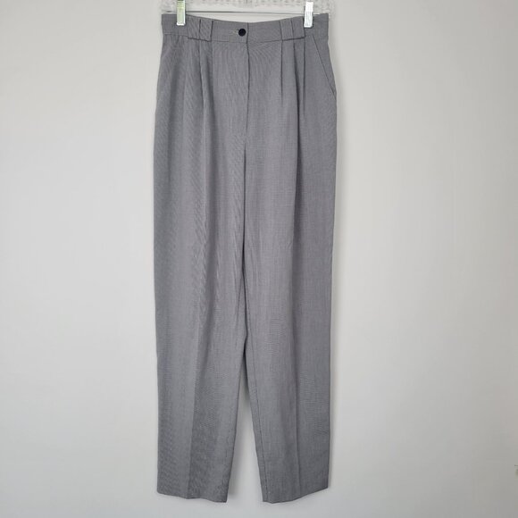 Vintage Smart Pants Black & White Houndstooth Pleated Trousers Made in USA - Picture 1 of 10